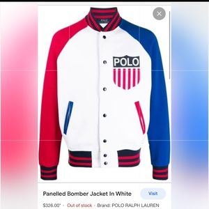 Panelled POLO Ralph Lauren Bomber Jacket. Size LG